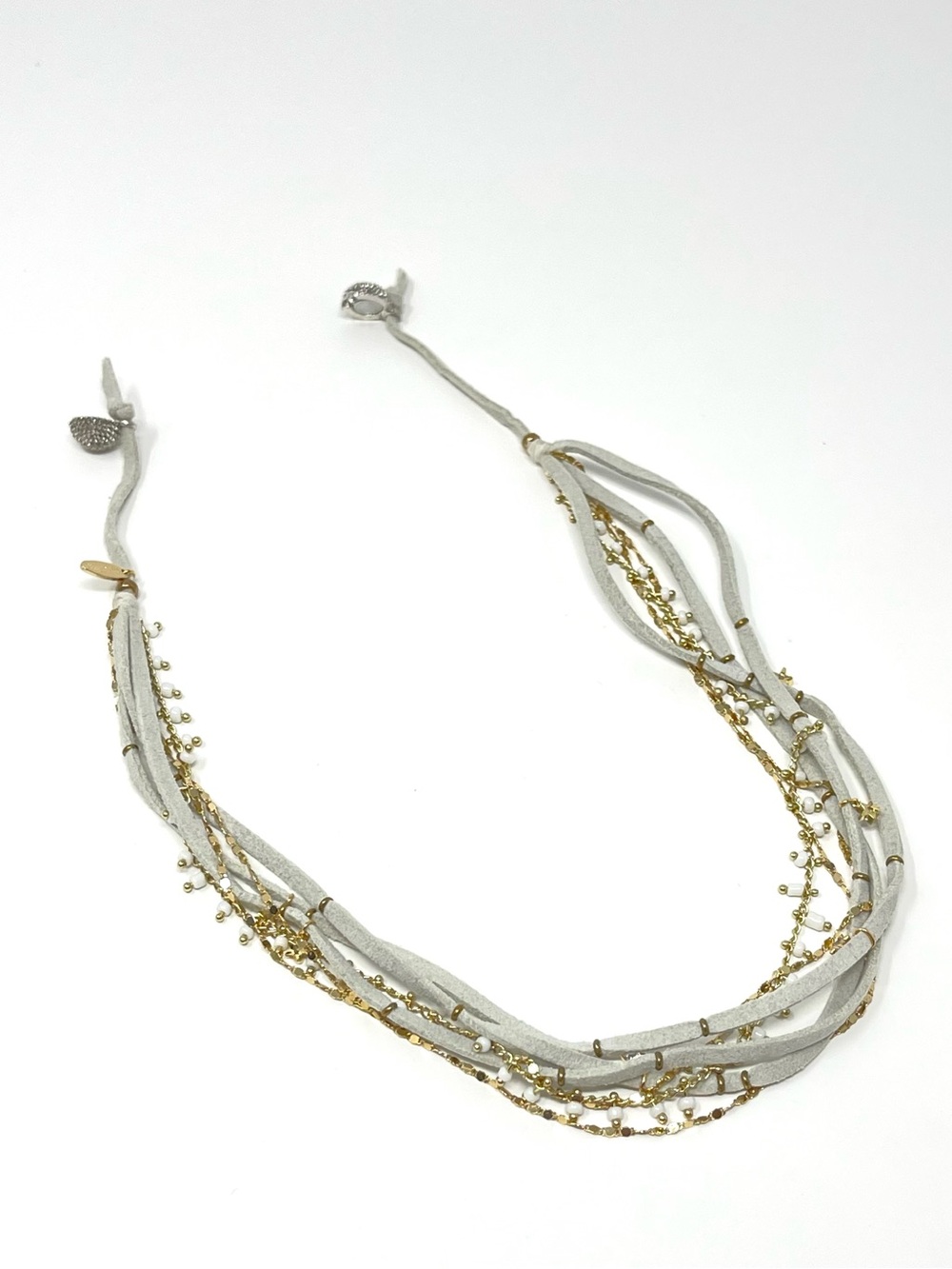 New Anthropologie x Serefina Leather Layered Gold Necklace - Picture 3 of 5